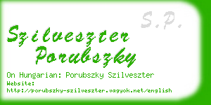 szilveszter porubszky business card